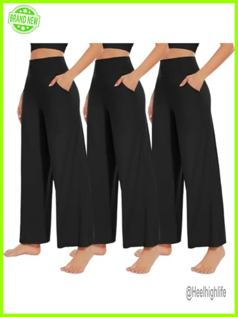 NEW YOUNG 3 Pack Women's Wide Leg Pants with Pockets High Waist Loose Sweatpants